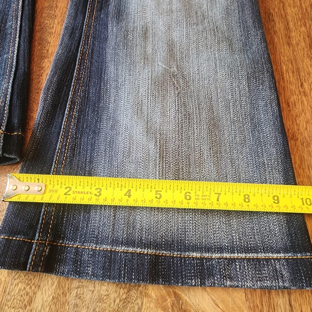 Luxury Blues Y2K Jeans Juniors 7/8 Flare Zip Hem Stretch Denim Pockets Casual - Picture 15 of 15